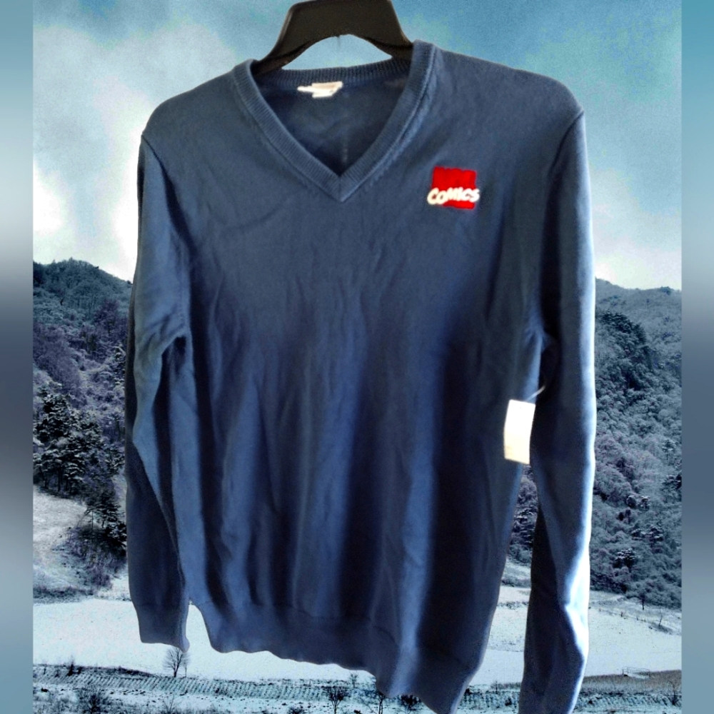 Men's Marvel Comics Blue V-Neck Sweater Size Small NWT Size Small